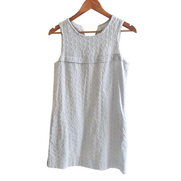 J.Crew Sleeveless Eyelet Shift Dress Blue / White Size 00 - Picture 5 of 10